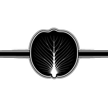 Stylized illustration of a botanical leaf vein pattern enclosed within a double circular border vector