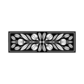 A symmetrical art border featuring stylized floral elements with unopened buds and leaves symmetrically arranged vector