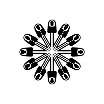 Stylized radial pattern of multiple computer mice arranged in a circular formation vector