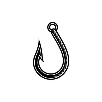 A stark illustration of a single sharp fishing hook vector