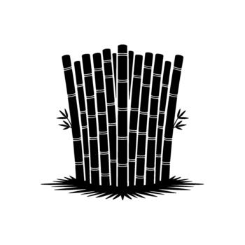 un sorprendentes ilustración de un denso racimo de alto bambú tallos con Delgado segmento líneas y mínimo verde hoja acentos vector