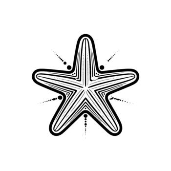 estilizado ilustración de un de cinco puntas estrella de mar con intrincado lineal patrones y pequeño natural guijarros incrustado vector