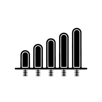 un minimalista representando un progresivo señal fuerza indicador con cinco ascendente barras arraigado a un horizontal línea vector