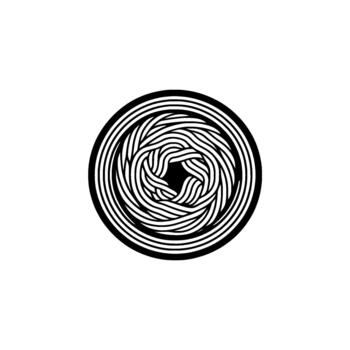 A abstract featuring a circular pattern of interwoven lines creating a complex knot illusion vector