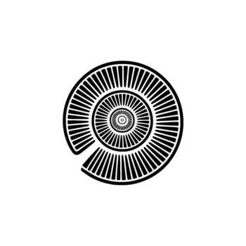 Abstract minimalist of a repeating spiral vortex pattern resembling a nautilus shell with concentric radial lines vector