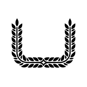 silhouette of a stylized wheat wreath forming a U shape with intricate leaf patterns vector