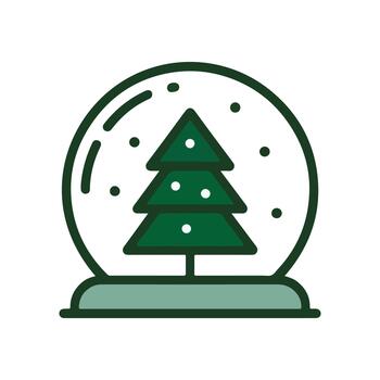 Flat style christmas snow globe with simple tree and soft winter elements vector