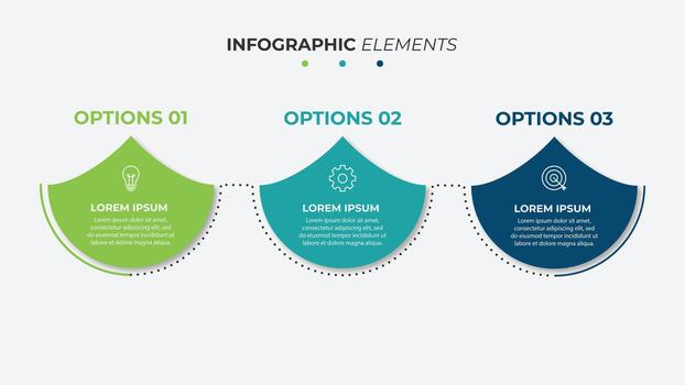 iagram infographic chart template for business 3 options presentation with icon elements, 3 step business presentation vector