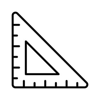 Geometric triangular ruler outline icon, premium vector