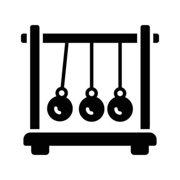 Newtons cradle representing physics concepts and scientific learning glyph icon. vector
