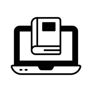 un ordenador portátil con libros simbolizando virtual bibliotecas y digital lectura.. vector