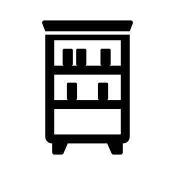 organizado estudiar materiales y biblioteca recursos, glifo icono de estante para libros. vector