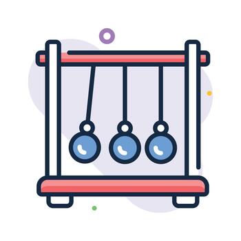 Newtons cradle representing physics concepts and scientific learning flat outline icon vector
