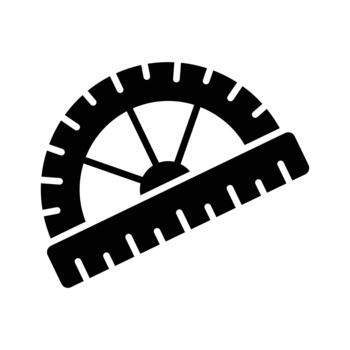 Geometry, measurement, and math class, glyph icon of protractor. vector