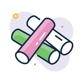 Creatively designed flat outline icon of chalk sticks, writing, drawing, and teaching tools vector