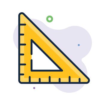 Geometric triangular ruler flat outline icon, premium vector