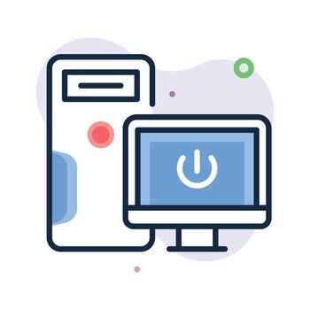 An eye catching flat outline icon of computer in modern style vector