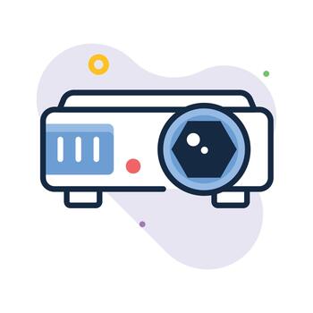 A handy icon of projector in flat outline style, class presentation and digital teaching vector