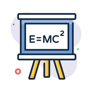 Flat outline board with physics formula representing classroom mathematics vector