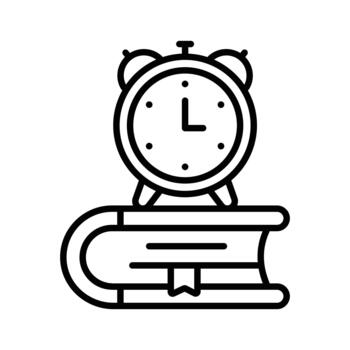 Alarm clock with book denoting concept icon of study time, modern, vector