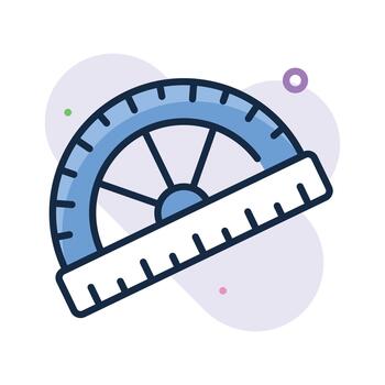 Geometry, measurement, and math class, flat outline icon of protractor vector