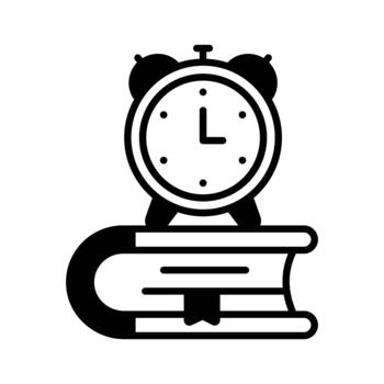 Alarm clock with book denoting concept icon of study time, modern .. vector