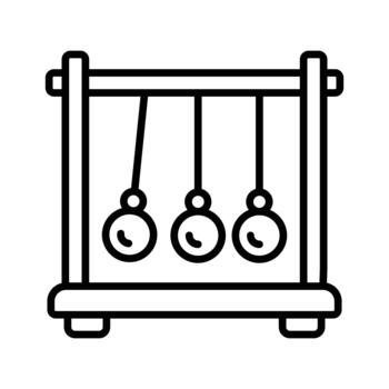 Newtons cradle representing physics concepts and scientific learning outline icon vector