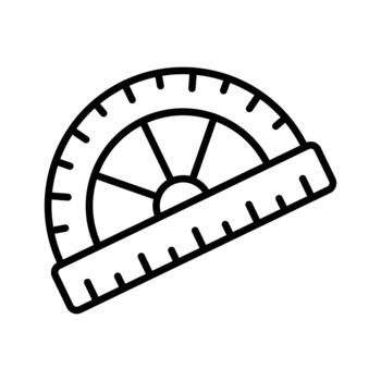 Geometry, measurement, and math class, outline icon of protractor vector