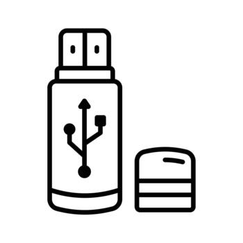 USB flash drive outline icon, data storage and digital study material vector