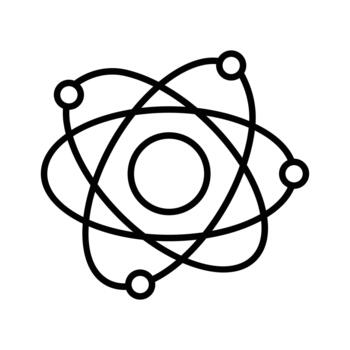Atomic structure, outline icon of physics, chemistry, and STEM learning vector