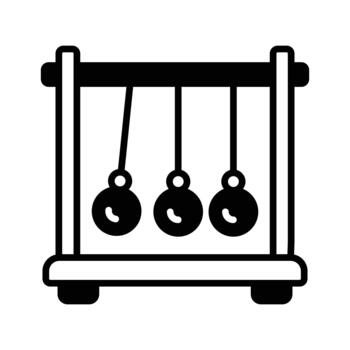 Newtons cradle representing physics concepts and scientific learning glyph icon.. vector