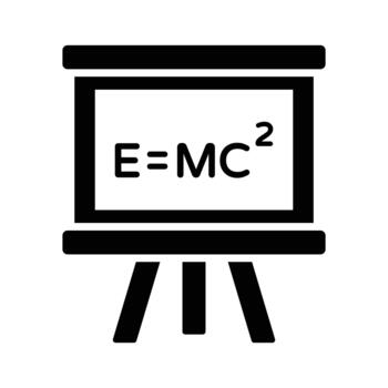 glifo tablero con física fórmula representando salón de clases matemáticas. vector