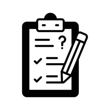 A clipboard checklist icon symbolizing tests, assessments, and academic evaluation.. vector