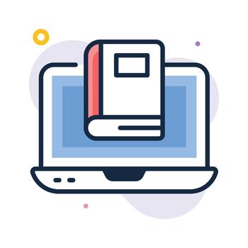 A laptop with books symbolizing virtual libraries and digital reading vector