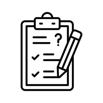 A clipboard checklist icon symbolizing tests, assessments, and academic evaluation, vector