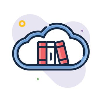 Take your hands on this creatively designed flat outline icon of cloud library vector