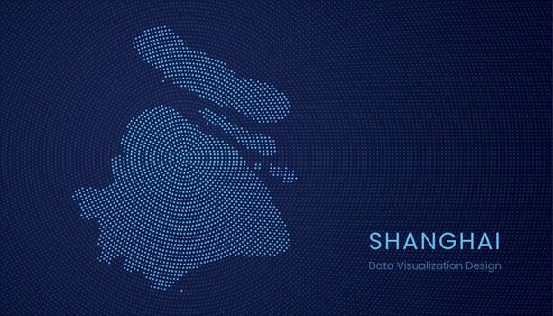 Shanghai city dotted digital map for data visualization design vector