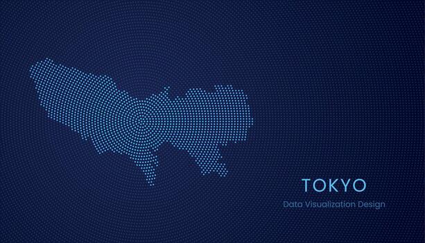 Tokyo city dotted digital map for data visualization design vector