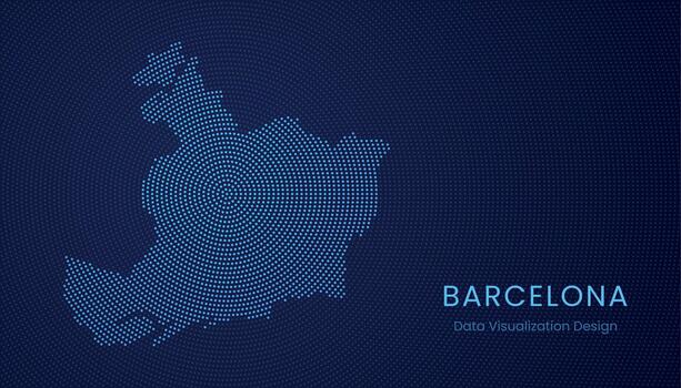 Barcelona city dotted digital map for data visualization design vector