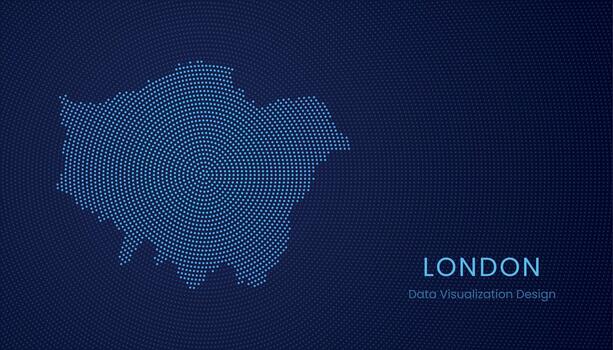 London city dotted digital map for data visualization design vector