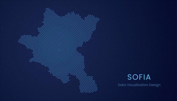 Sofia city dotted digital map for data visualization design vector