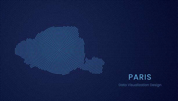 París ciudad punteado digital mapa para datos visualización diseño vector