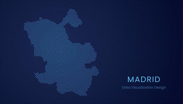 Madrid ciudad punteado digital mapa para datos visualización diseño vector