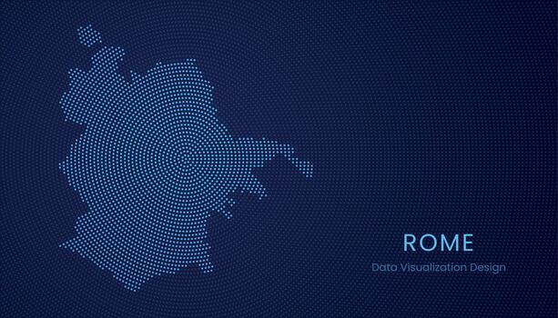 Rome city dotted digital map for data visualization design vector