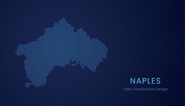 Nápoles ciudad punteado digital mapa para datos visualización diseño vector