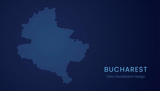 Bucharest city dotted digital map for data visualization design vector
