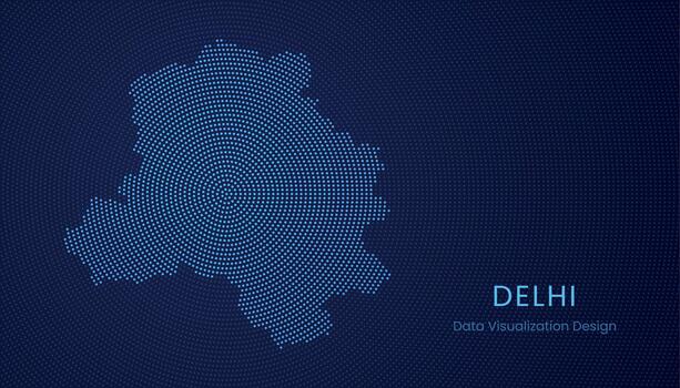 Delhi ciudad punteado digital mapa para datos visualización diseño vector