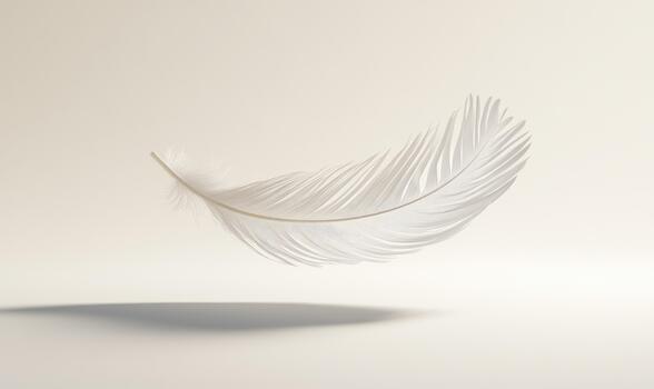A feather is floating in the air, with its tip barely touching the ground photo