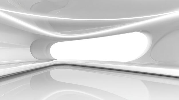 Futuristic White Interior Design Modern Architecture with Smooth Curves and Bright Lighting, advanced photo
