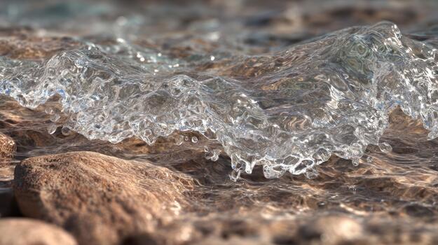 Close up of water wave splashing on stones natural background texture photo